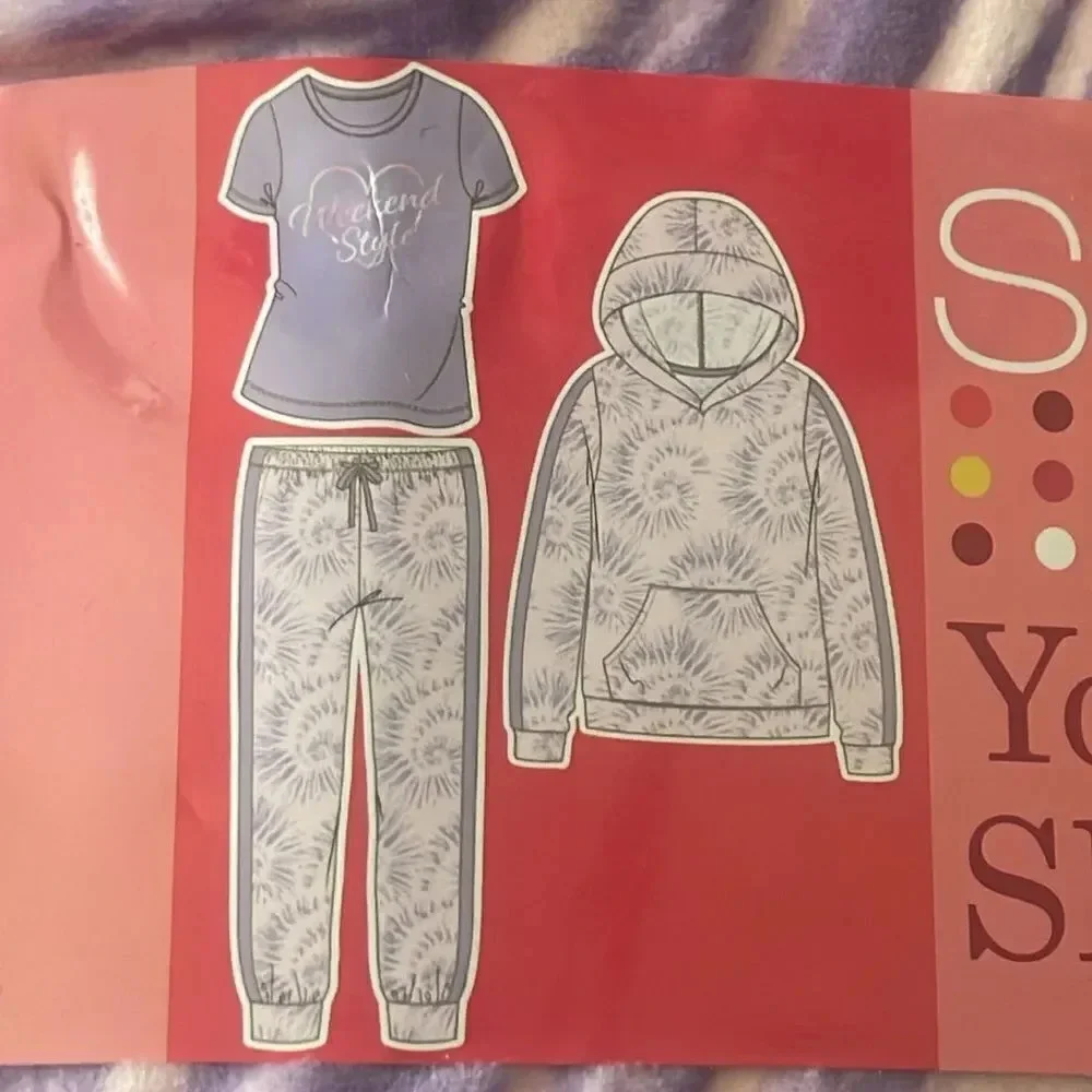 #4 Saint Eve Youth 3-piece Set, Pink & purple size Medium 10/12 Pajamas Tie Dye
